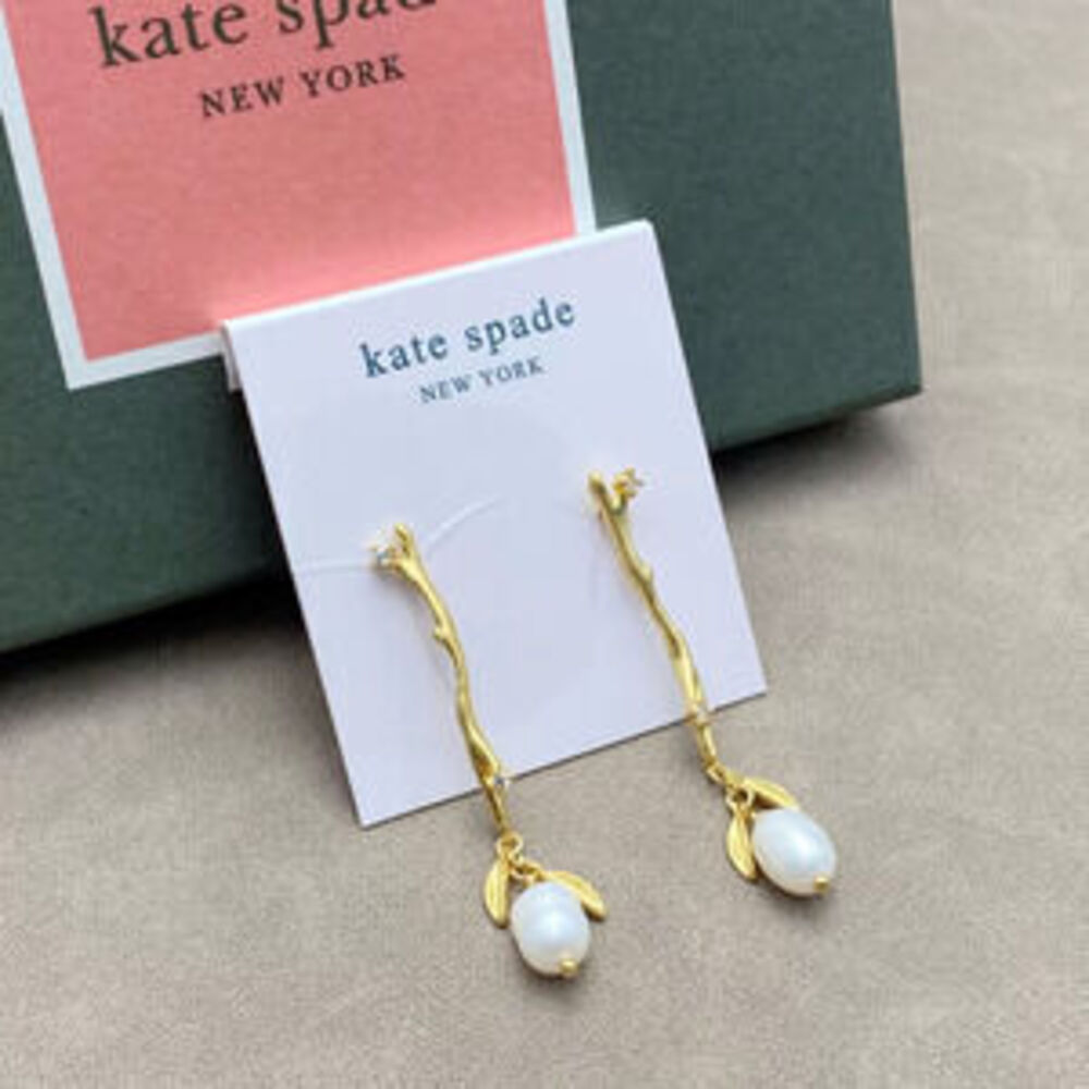 kate spade Gold Plated Vine Pearl Stud Earrings